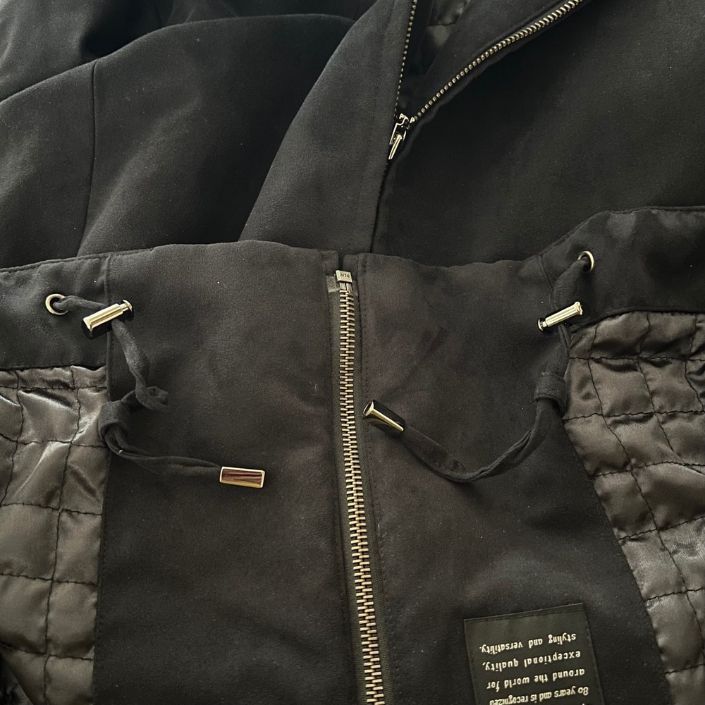 London Fog Limited Edition Black All Weather Faux Suede Quilted Jacket Women 1X - Picture 9 of 16